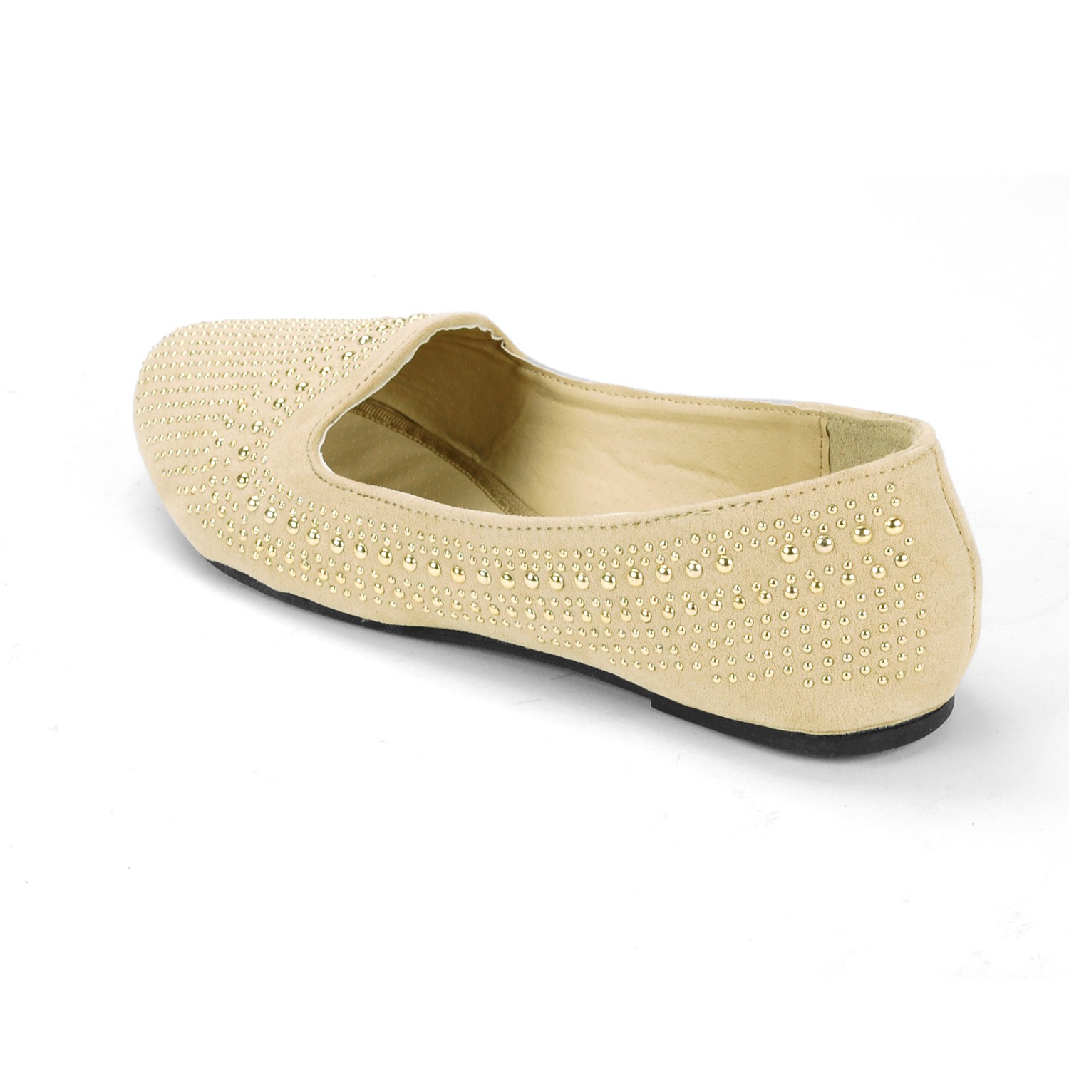 Womens Velvet Loafers Gold Metal Studded Accent Ballet Flats Trendy Slip On Shoe eBay